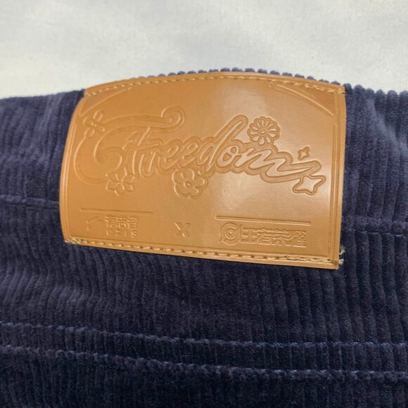 Freedom × UZIS Blue Corduroy Pants M 170/76A Streetwear Workwear Retro Rare - Picture 9 of 11